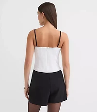 Petite Satin Trim Strappy Bustier Top
