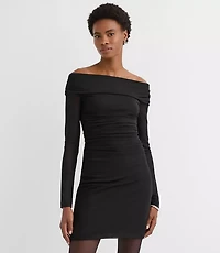 Mesh Ruched Off The Shoulder Mini Dress