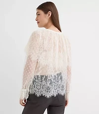Petite Chantilly Lace Cape Blouse