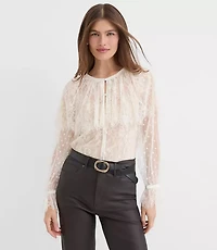 Petite Chantilly Lace Cape Blouse