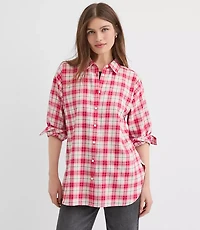 Petite Plaid Flannel Everyday Oversized Tunic Shirt