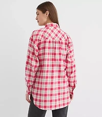 Petite Plaid Flannel Everyday Oversized Tunic Shirt