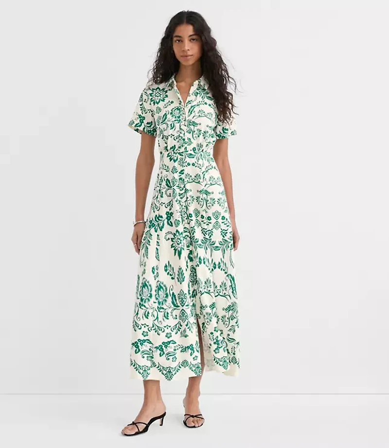 Floral Seamed Maxi Shirtdress
