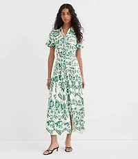 Floral Seamed Maxi Shirtdress