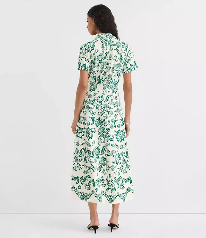 Floral Seamed Maxi Shirtdress