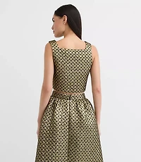 Petite Metallic Jacquard Square Neck Top