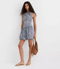 Paisley Linen Cotton Bubble Mini Dress