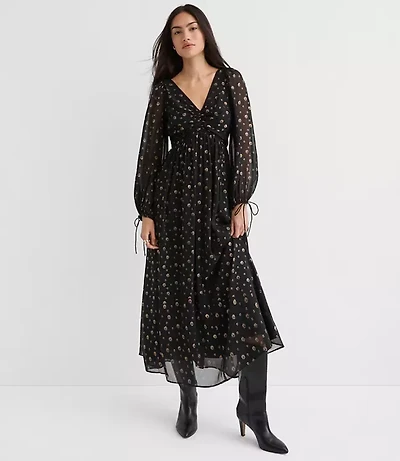 Tall Shimmer Geo Clip Ruched Maxi Dress