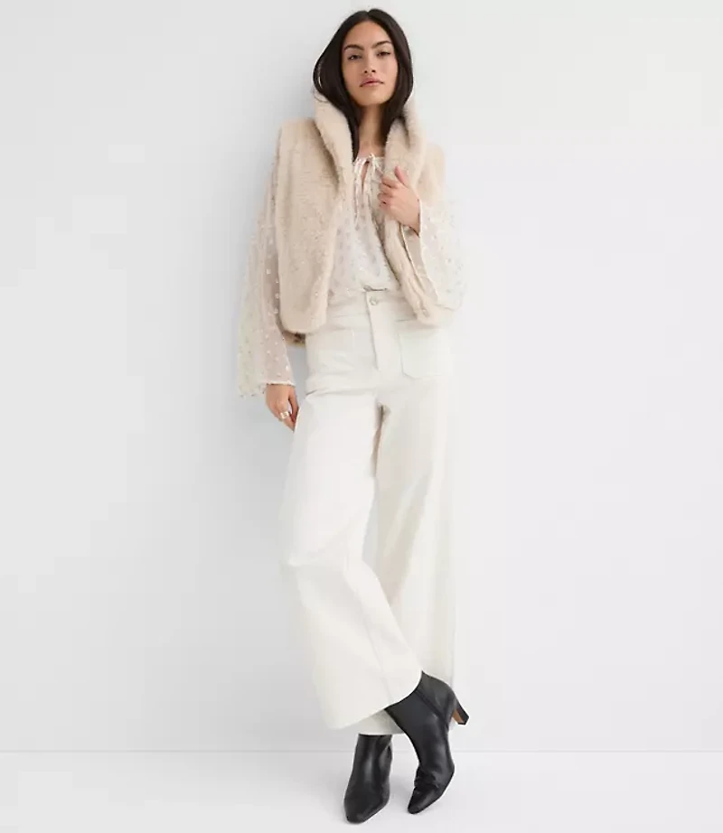 Petite Shimmer Clip Flare Sleeve Tie Neck Blouse