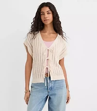 Pointelle Bow Wedge Sweater
