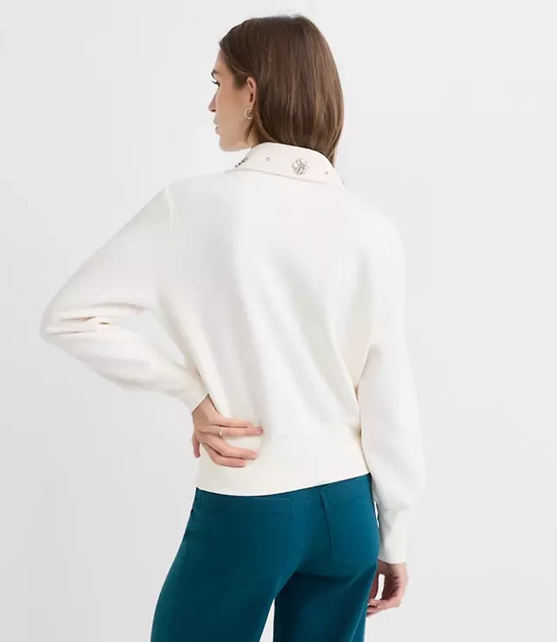 Sparkle Collared Half Zip Sweatshirt