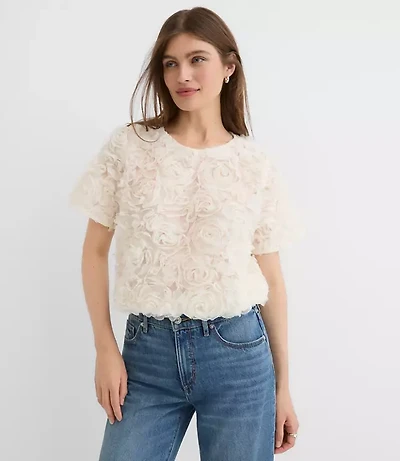 Petite Floral Tulle Bubble Hem Tee