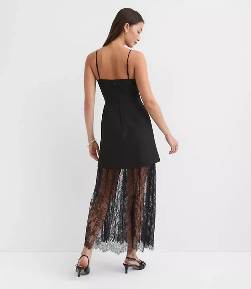 Petite Chantilly Lace Mixed Media Maxi Dress