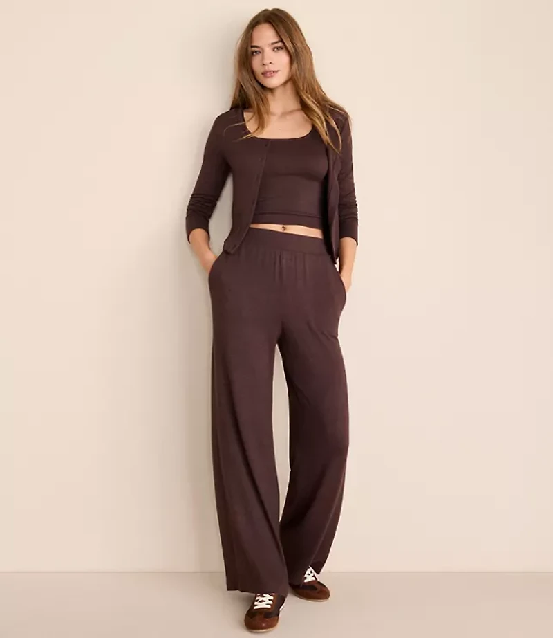 Petite Lou & Grey Brushed Sweater Knit Wide Leg Pants