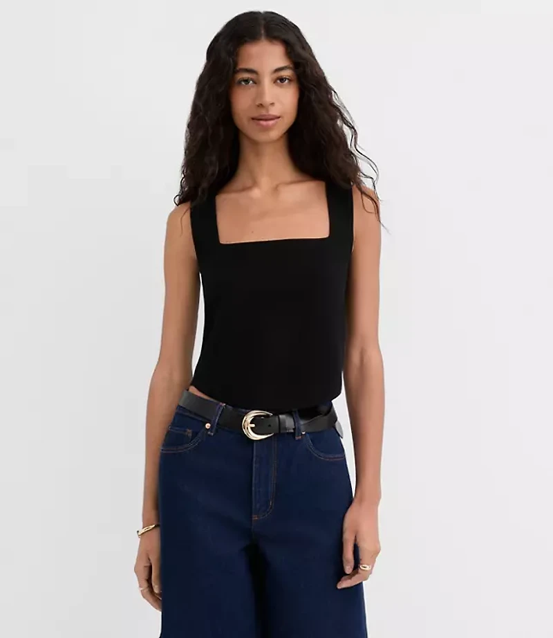 Square Neck Sweater Tank Top