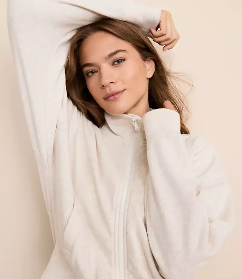 Lou & Grey Heathered Cozy Cotton Sweatshirt Jacket