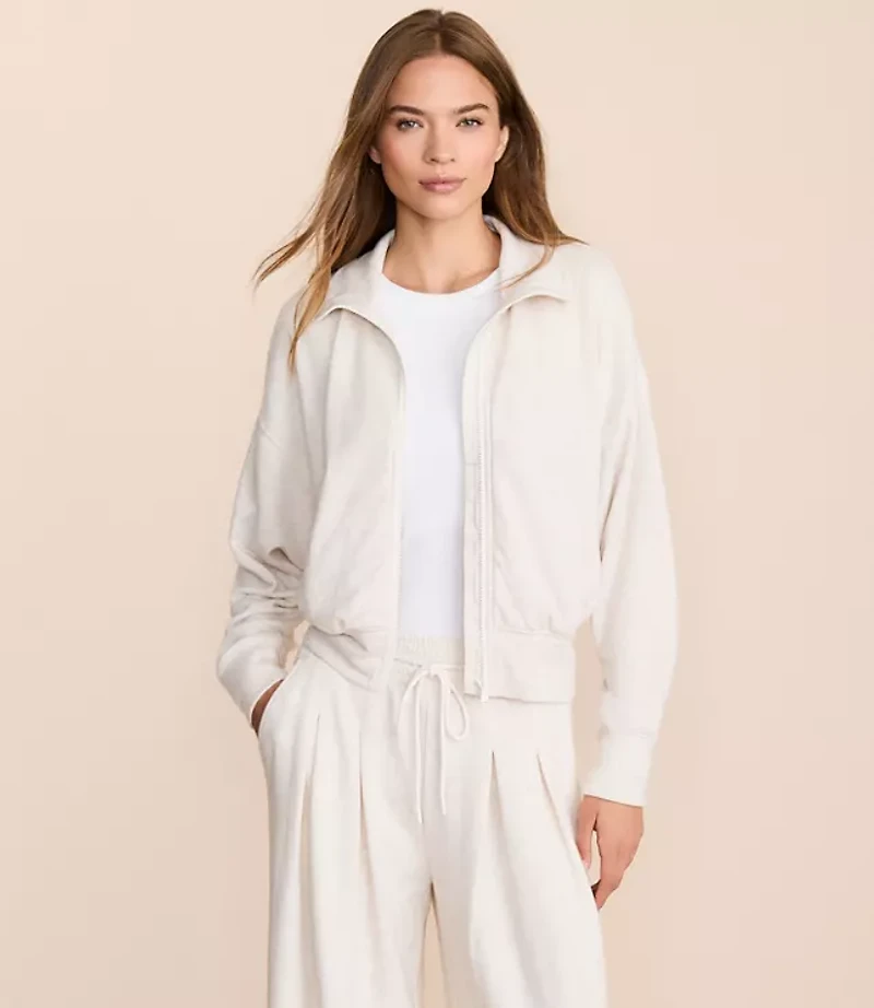 Lou & Grey Heathered Cozy Cotton Sweatshirt Jacket