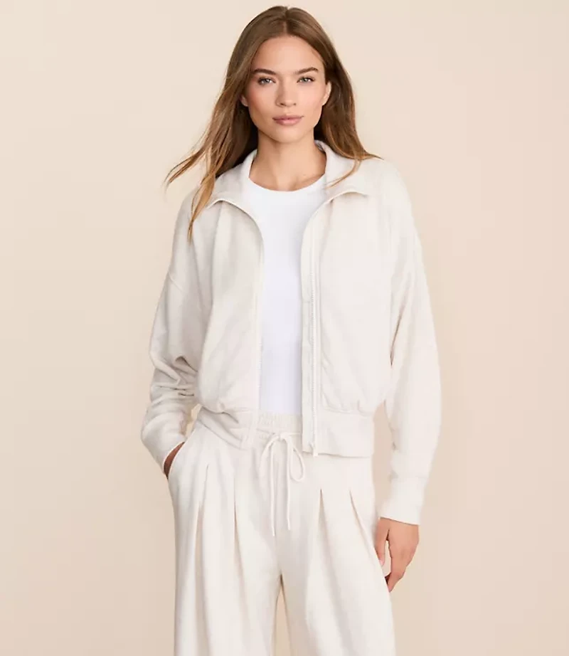 Lou & Grey Heathered Cozy Cotton Sweatshirt Jacket