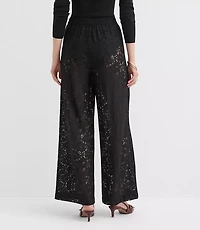Petite Pull On Wide Leg Pants Lace