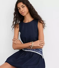 Denim Bubble Mini Dress Dark Wash