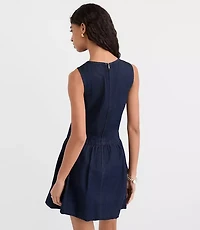 Denim Bubble Mini Dress Dark Wash