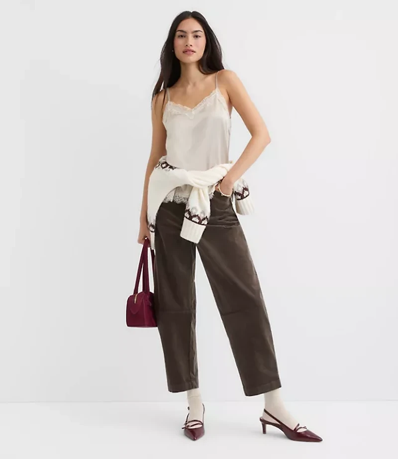 Petite Lace Trim Satin Cami