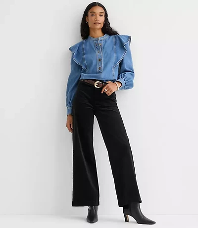Curvy Palmer Wide Leg Pants Stretch Velvet