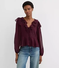 Petite Ruffle Peplum Blouse