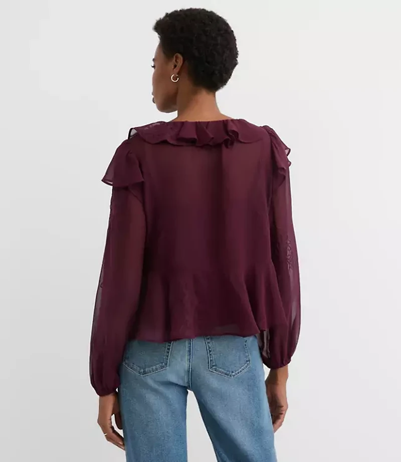 Petite Ruffle Peplum Blouse