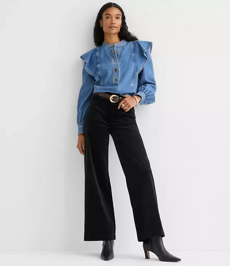Tall Palmer Wide Leg Pants Stretch Velvet