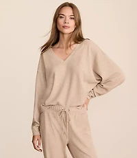 Lou & Grey Heathered Upstate Waffle V-Neck Top