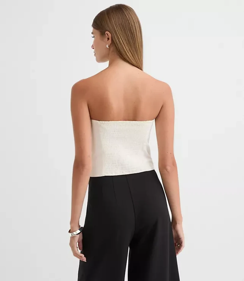 Petite Shirred Curved Bustier Top