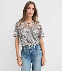 Petite Floral Sequin Top