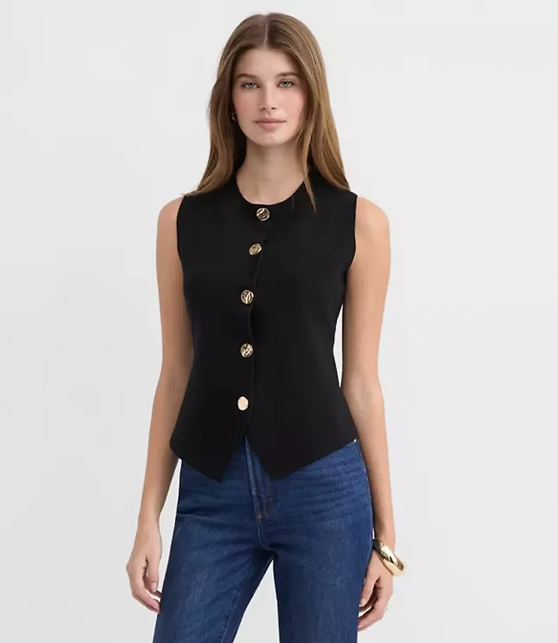 Hammered Metallic Button Sweater Vest