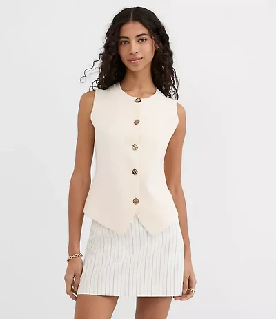 Hammered Metallic Button Sweater Vest