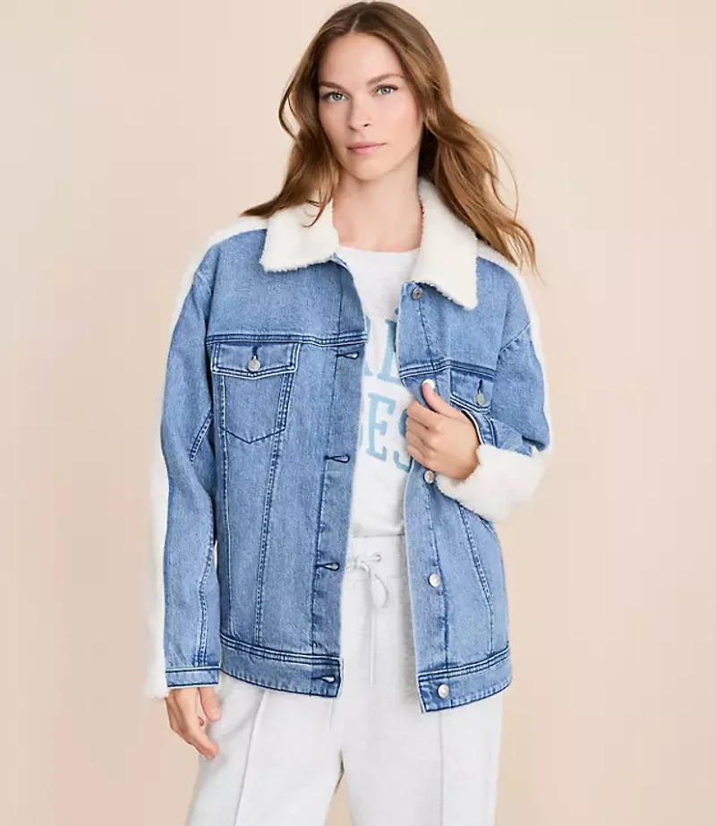 Lou & Grey Sherpa Denim Jacket