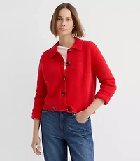 Ribbed Button Tab Sweater Jacket