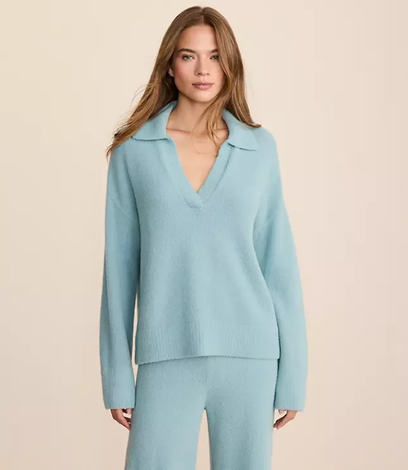 Petite Lou & Grey Fuzzy Polo Sweater