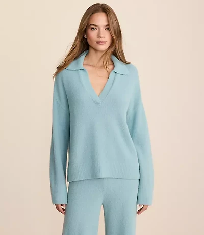 Petite Lou & Grey Fuzzy Polo Sweater