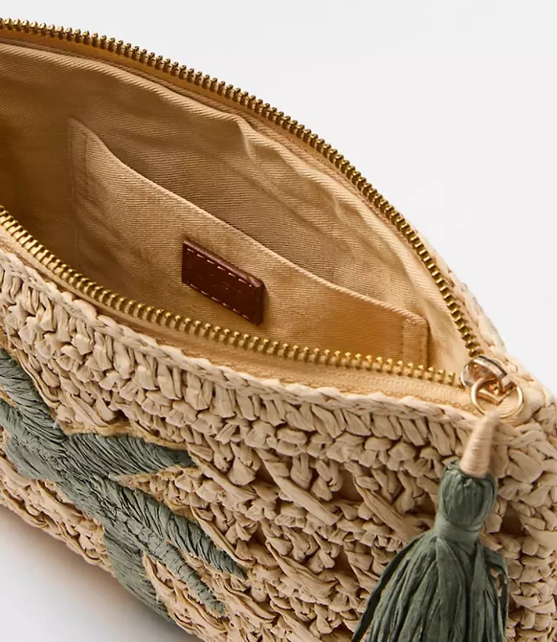 Palm Tree Straw Zip Pouch