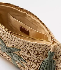 Palm Tree Straw Zip Pouch