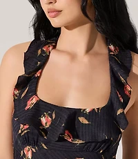 Astr The Label Morrigan Ruffle Trim Halter Dress