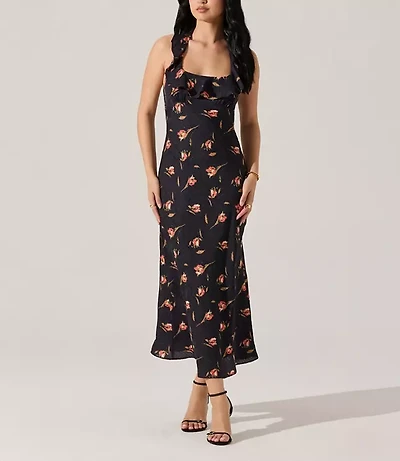 Astr The Label Morrigan Ruffle Trim Halter Dress