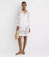 LOFT Beach Floral Tile Crochet Swimsuit Coverup