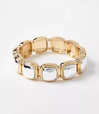 Mixed Metal Square Stretch Bracelet