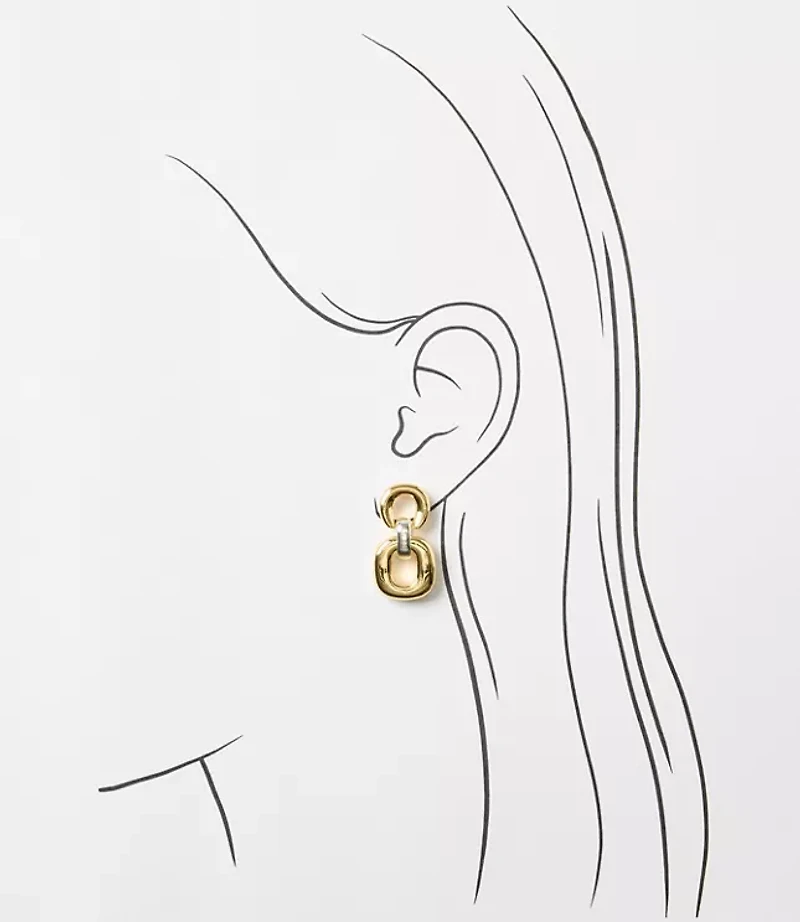 Mixed Metal Link Drop Earrings