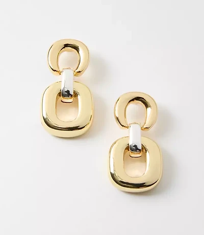 Mixed Metal Link Drop Earrings