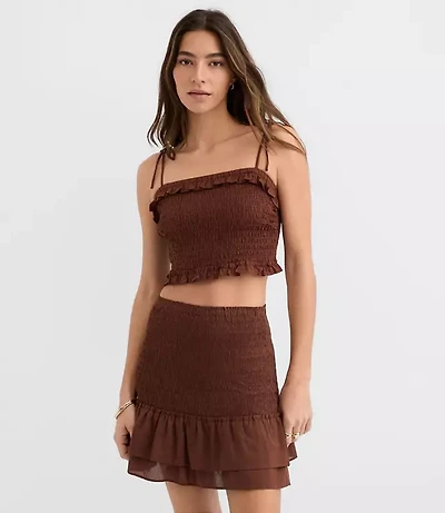 LOFT Beach Ruffle Smocked Crop Top