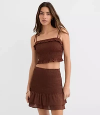 LOFT Beach Ruffle Smocked Crop Top