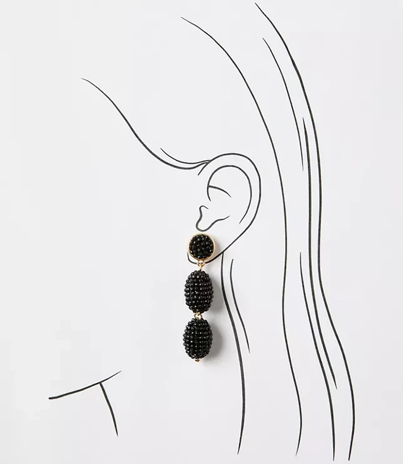 Beaded Triple Drop Statement Earrings